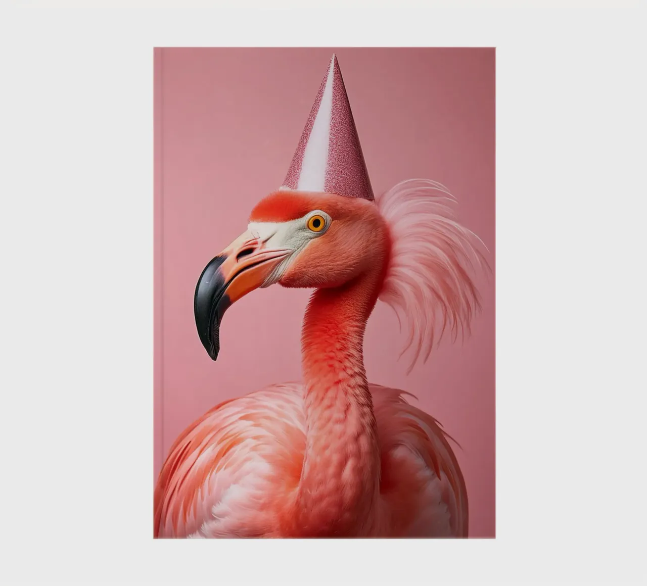 Party Flamingo with Glitter Hat | Fun and Quirky Wall Art notebook by FlexiDesignsByK
