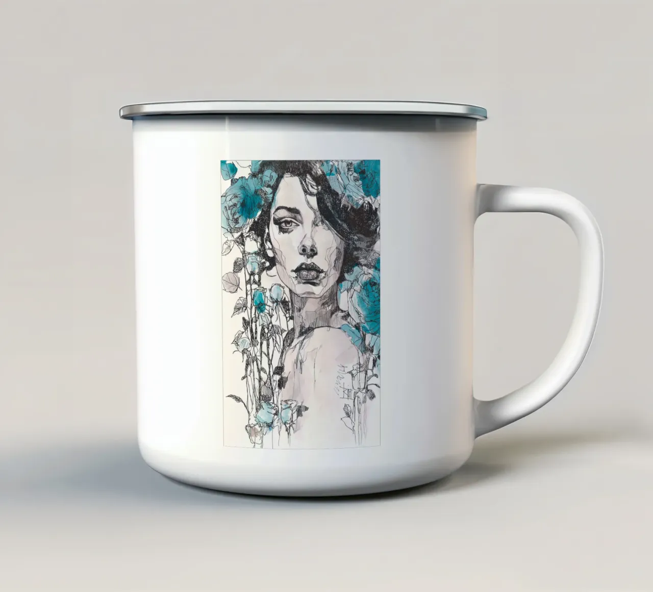 rosa verde tazza in smalto da Giulio Iurissevich