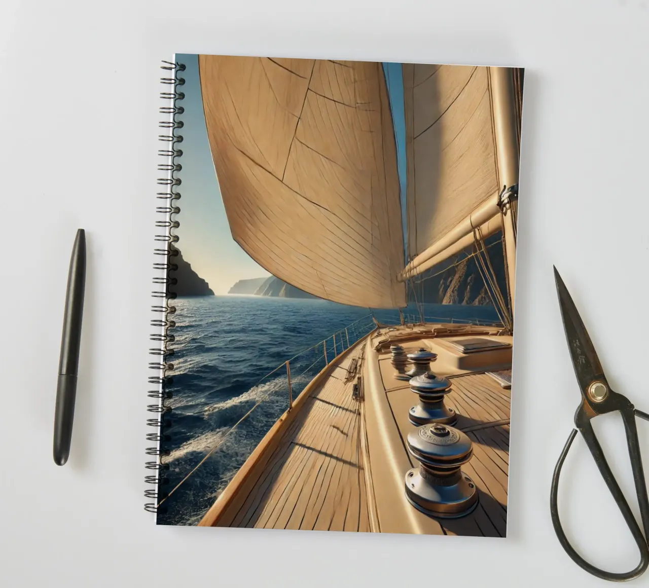 À bord d’un voilier : l’appel de la mer spiral notebook by Épure design