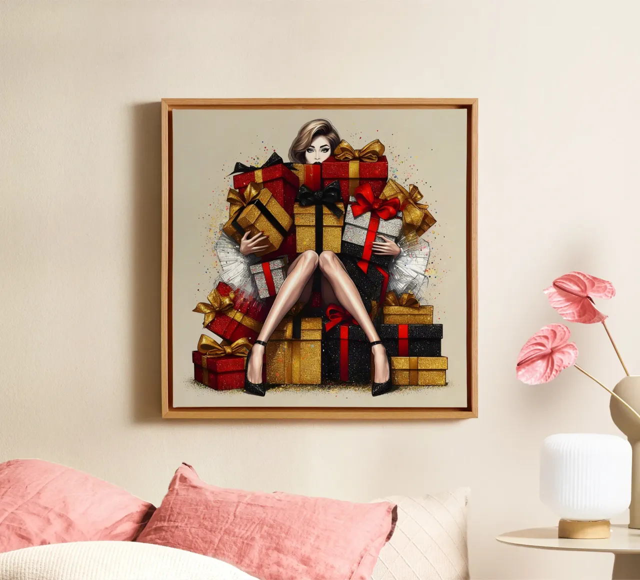 KERSTVIBES canvas met Baklijst van ARTOMATIC