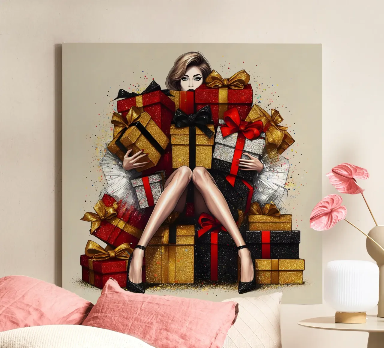 KERSTVIBES canvas met Baklijst van ARTOMATIC