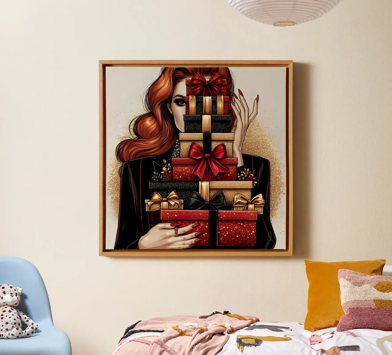 KERSTMODE-ILLUSTRATIE canvas met Baklijst van ARTOMATIC