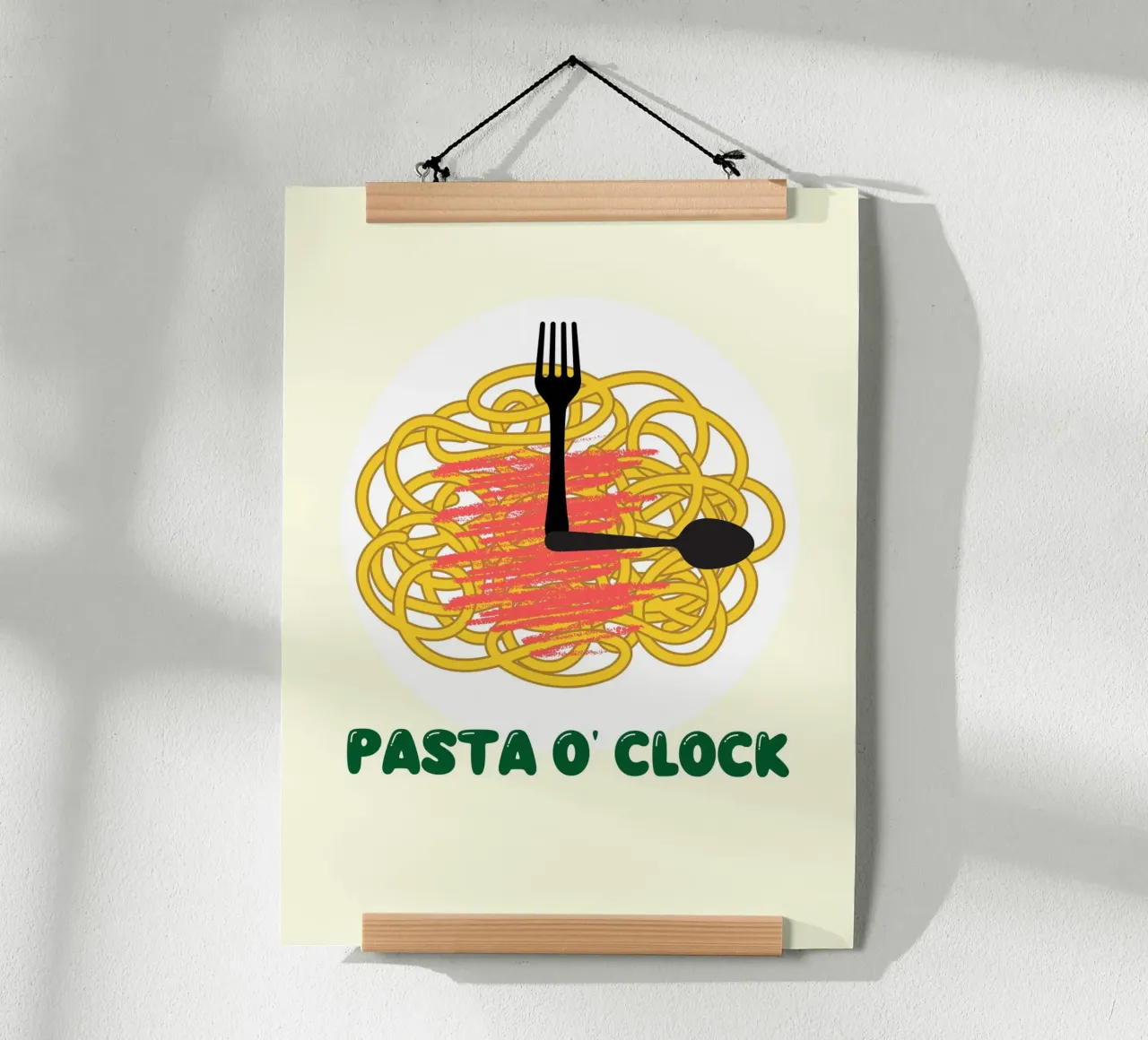 PASTA O' CLOCK poster con telaio in plastica da ramosashop
