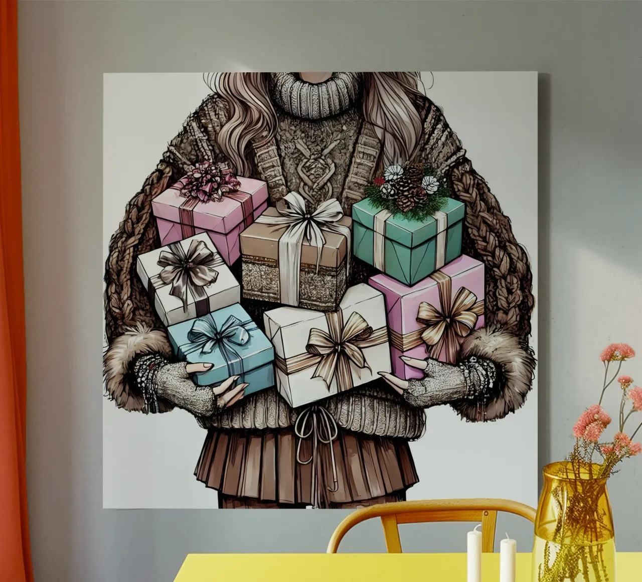 FELIZ NAVIDAD lienzo con Marco flotante de ARTOMATIC