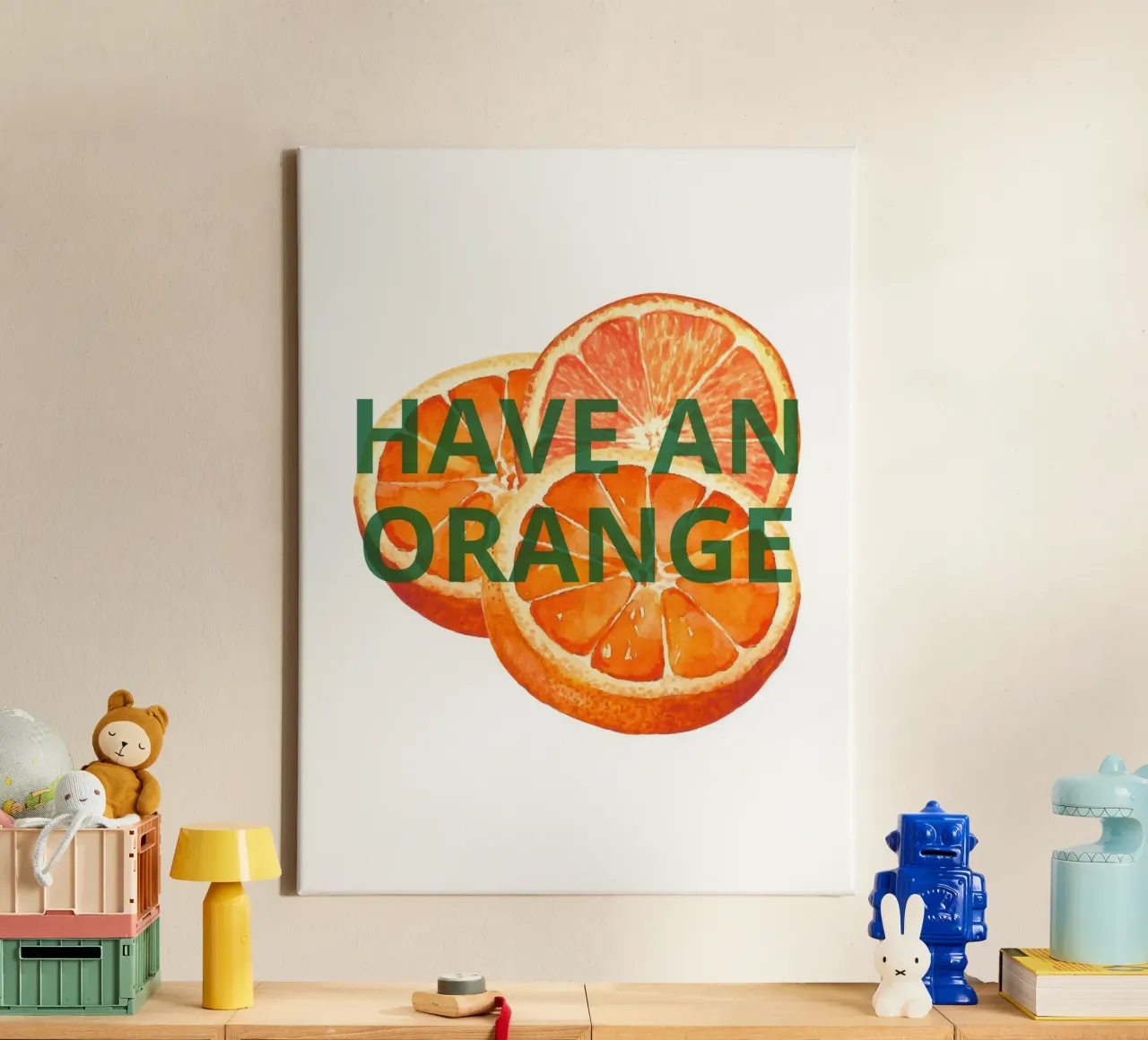 HAVE AN ORANGE tela con Cornice a cassetta da ramosashop