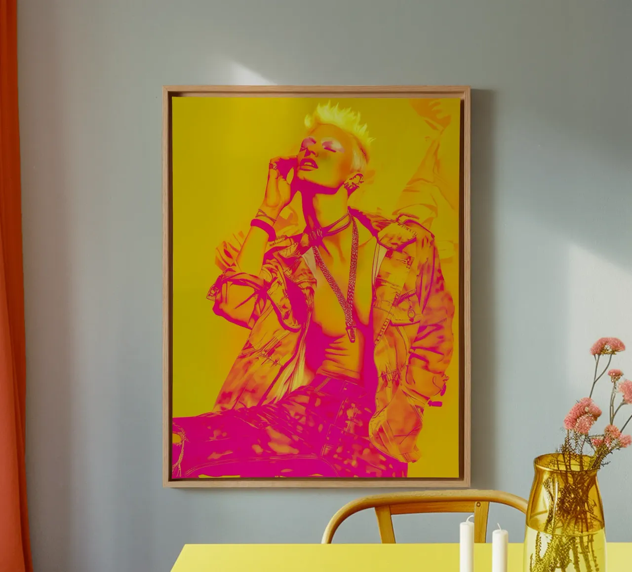 Portrait of a Young Man | Neon Artwork canvas with Floater frame by Autofocus