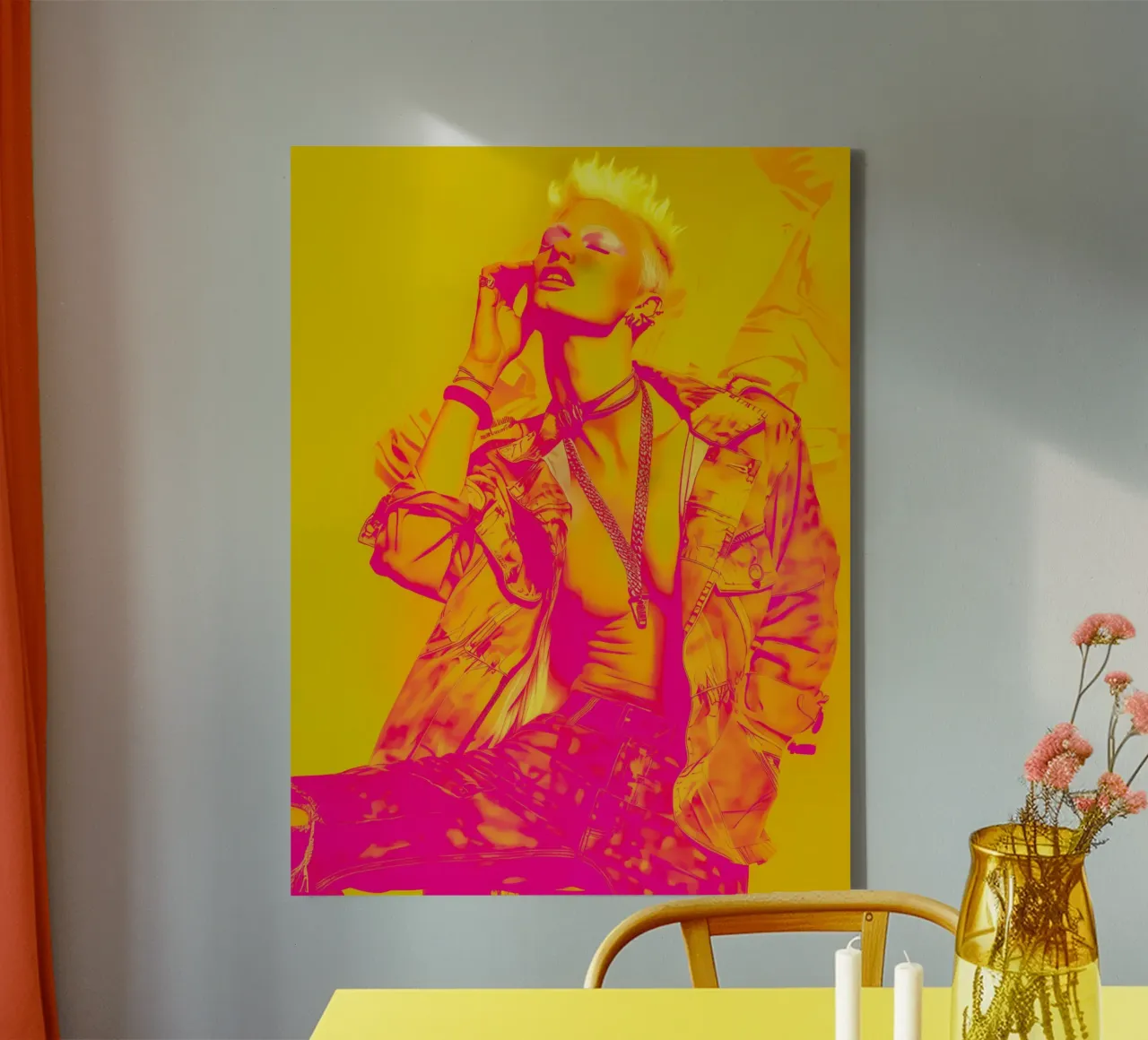 Portrait of a Young Man | Neon Artwork canvas with Floater frame by Autofocus