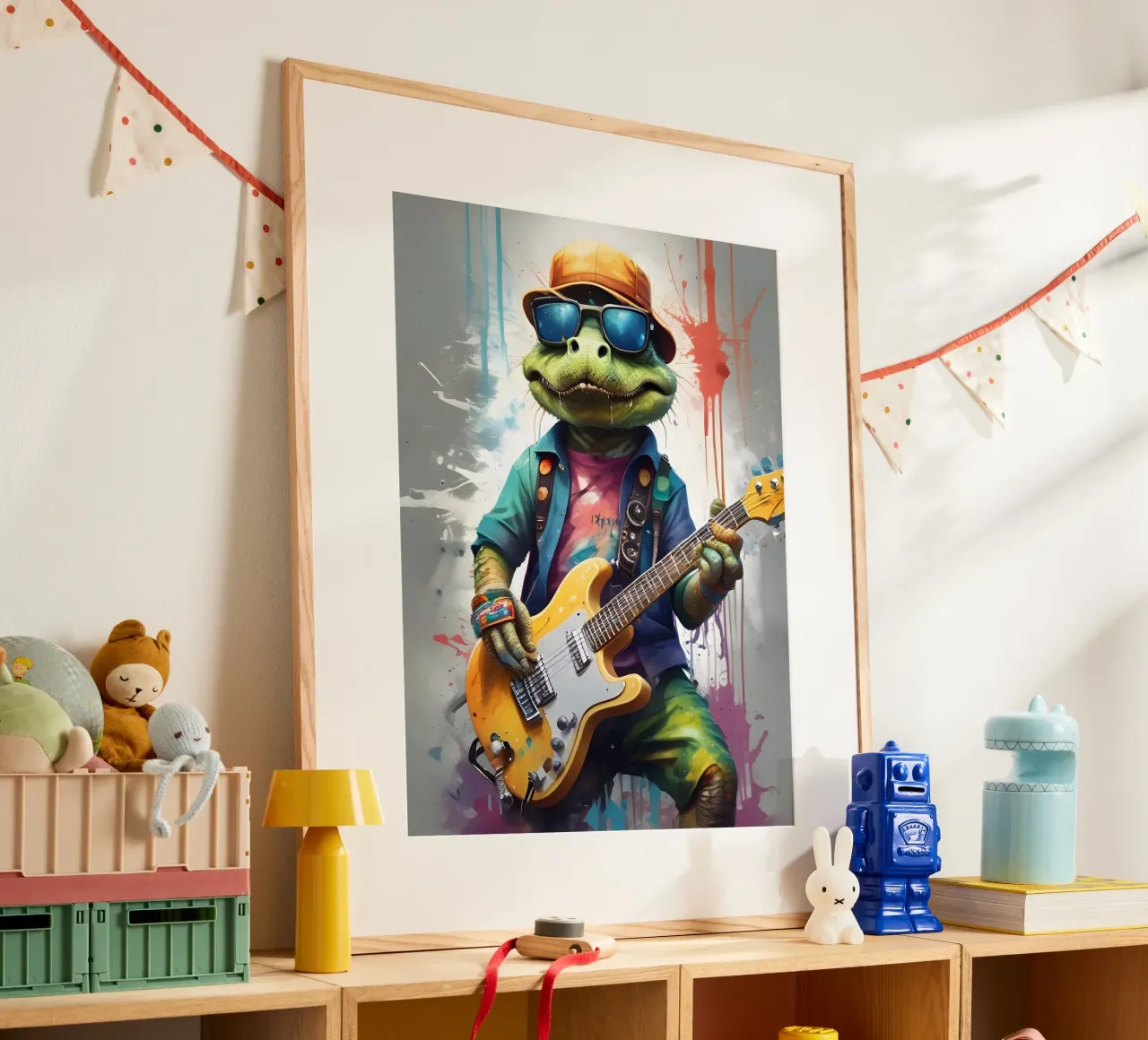 Il coccodrillo suona la chitarra poster con telaio in alluminio da MakArena