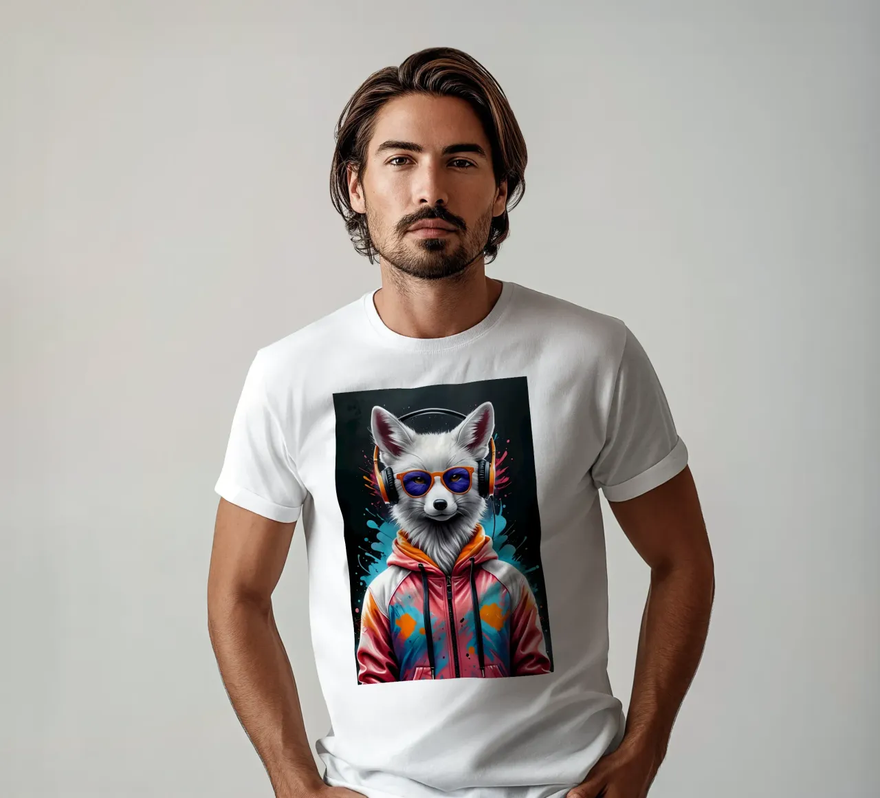 Weißer Fuchs mit Kopfhörer T-Shirt von MakArena