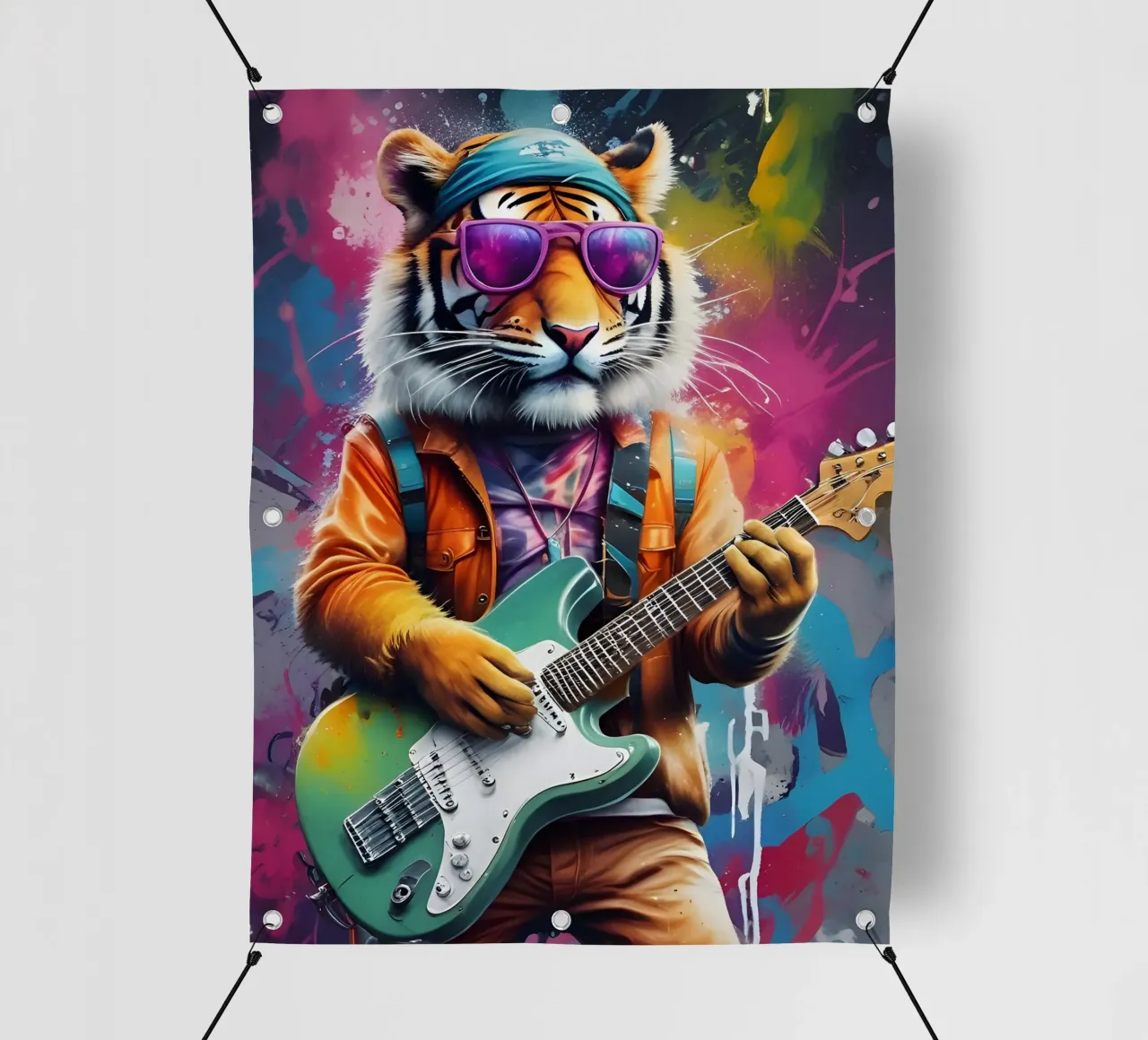 tigre suona la chitarra telo in pvc da MakArena