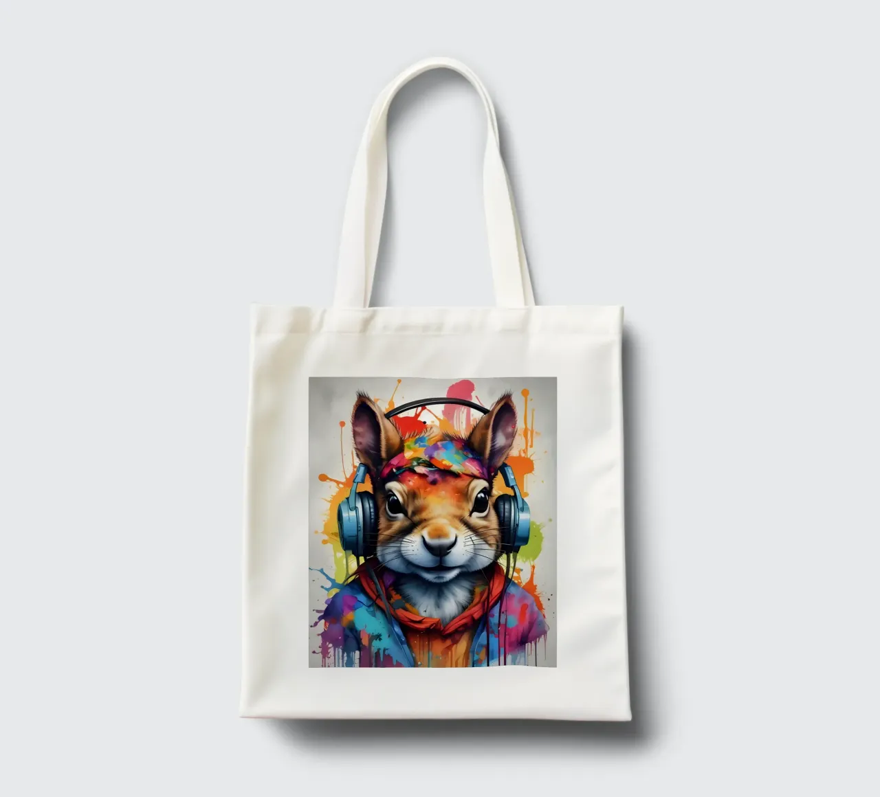 Eichhörnchen im Kopfhörer Jutebeutel von MakArena