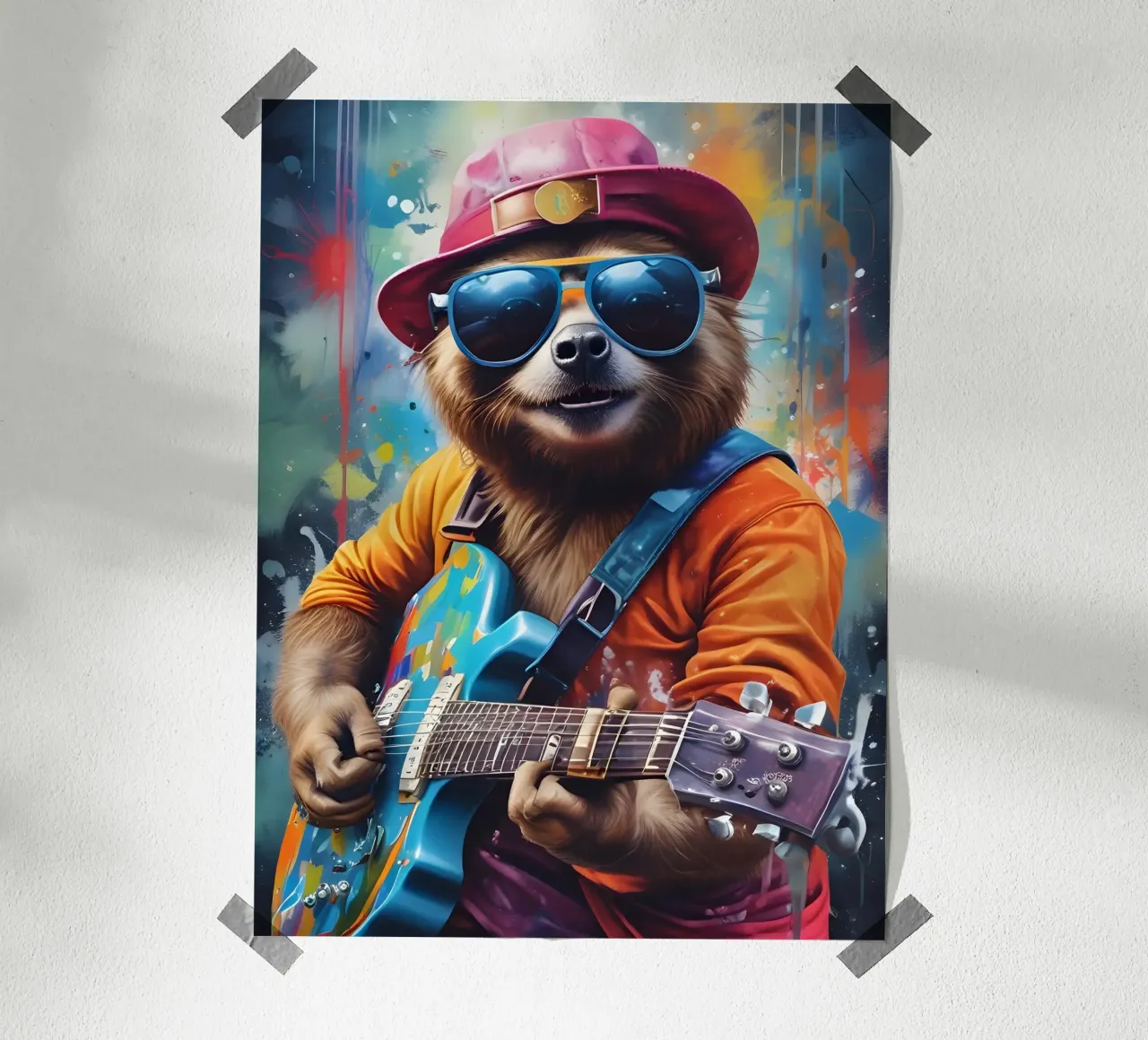 Faultier spielt die Gitarre Poster von MakArena