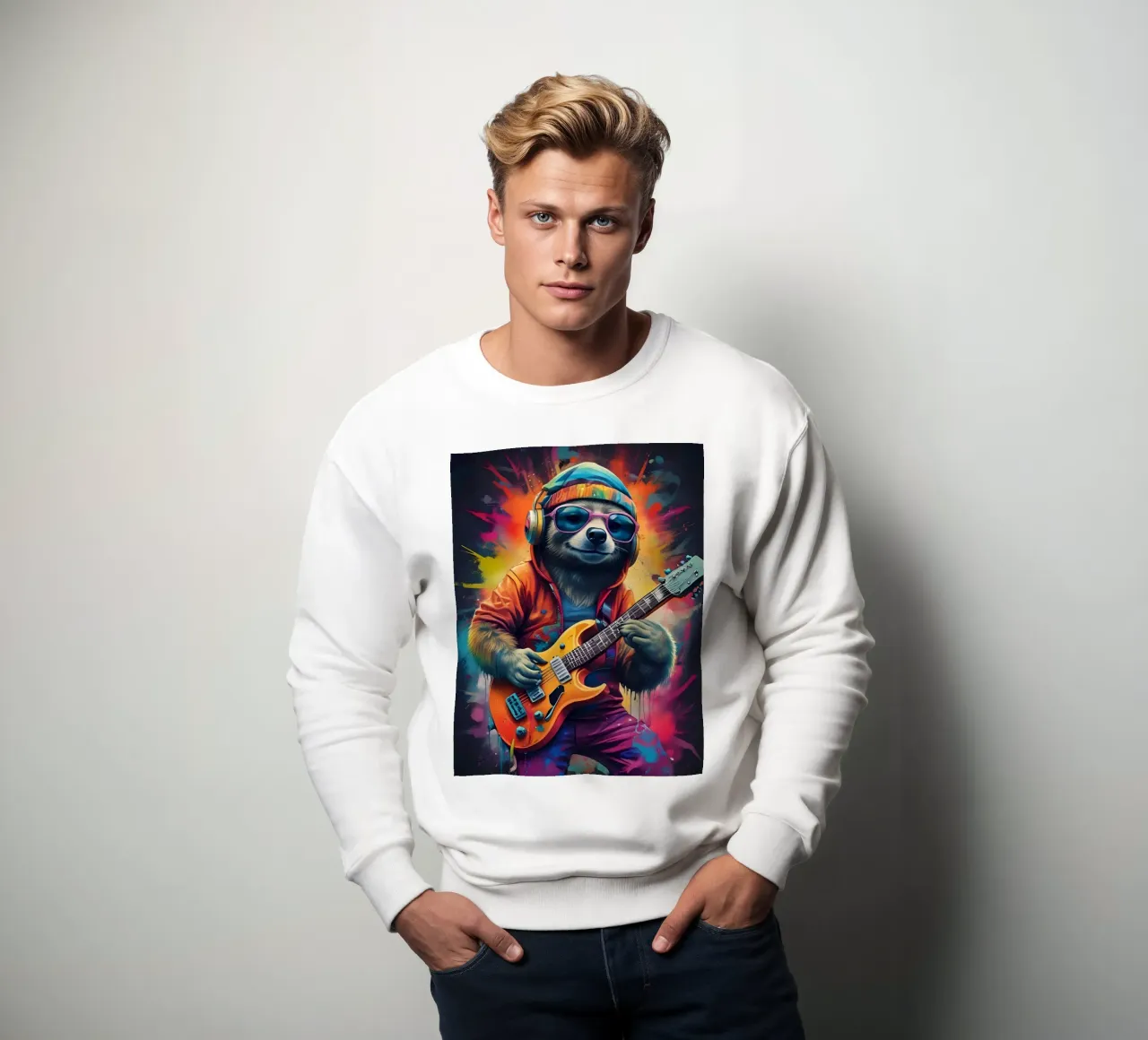 Faultier spielt Gitarre Sweatshirt von MakArena