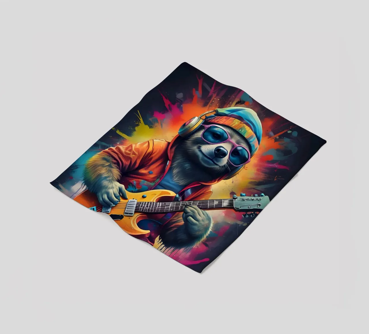 Faultier spielt Gitarre Fleecedecke von MakArena