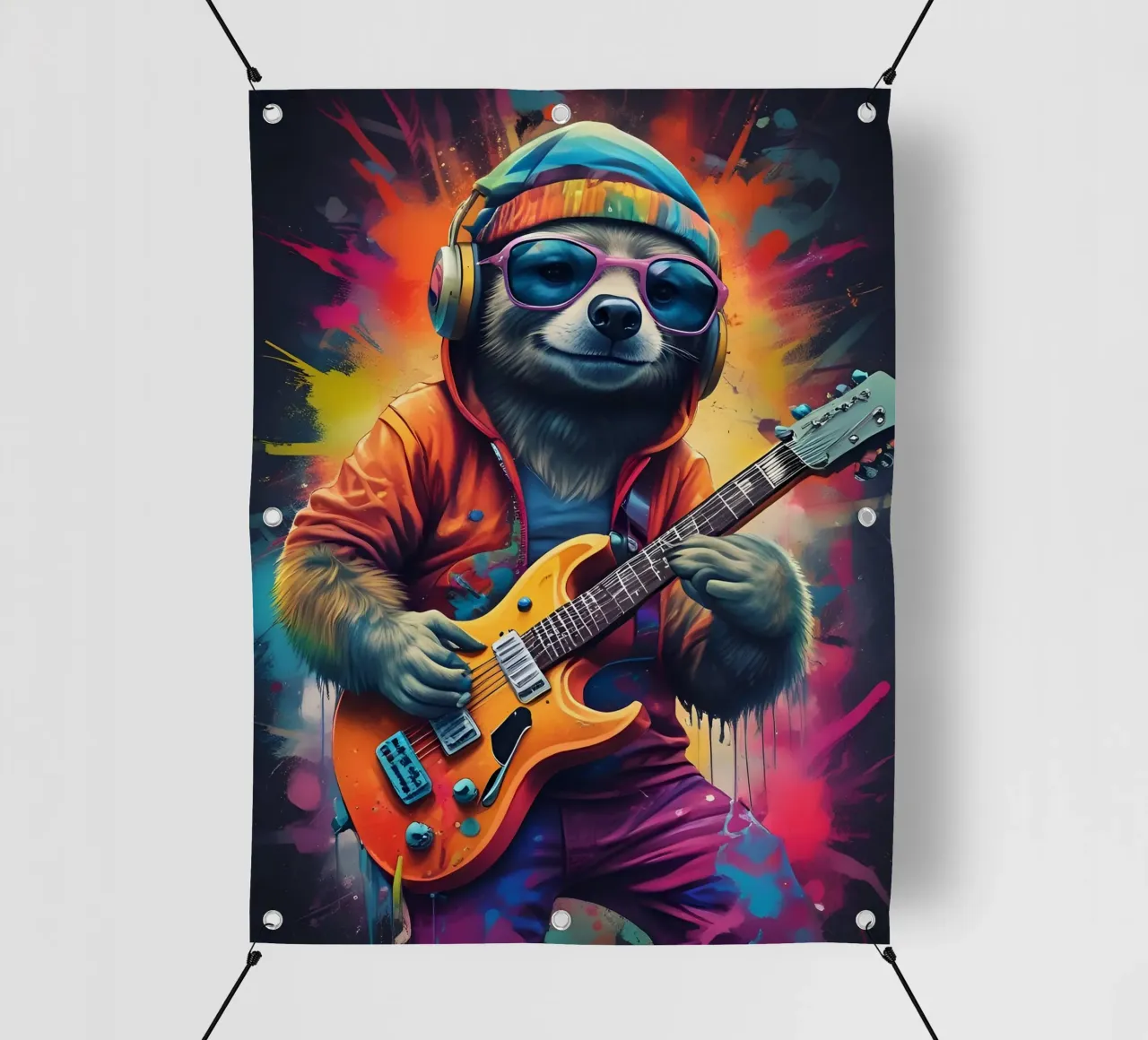 Faultier spielt Gitarre PVC Plane von MakArena