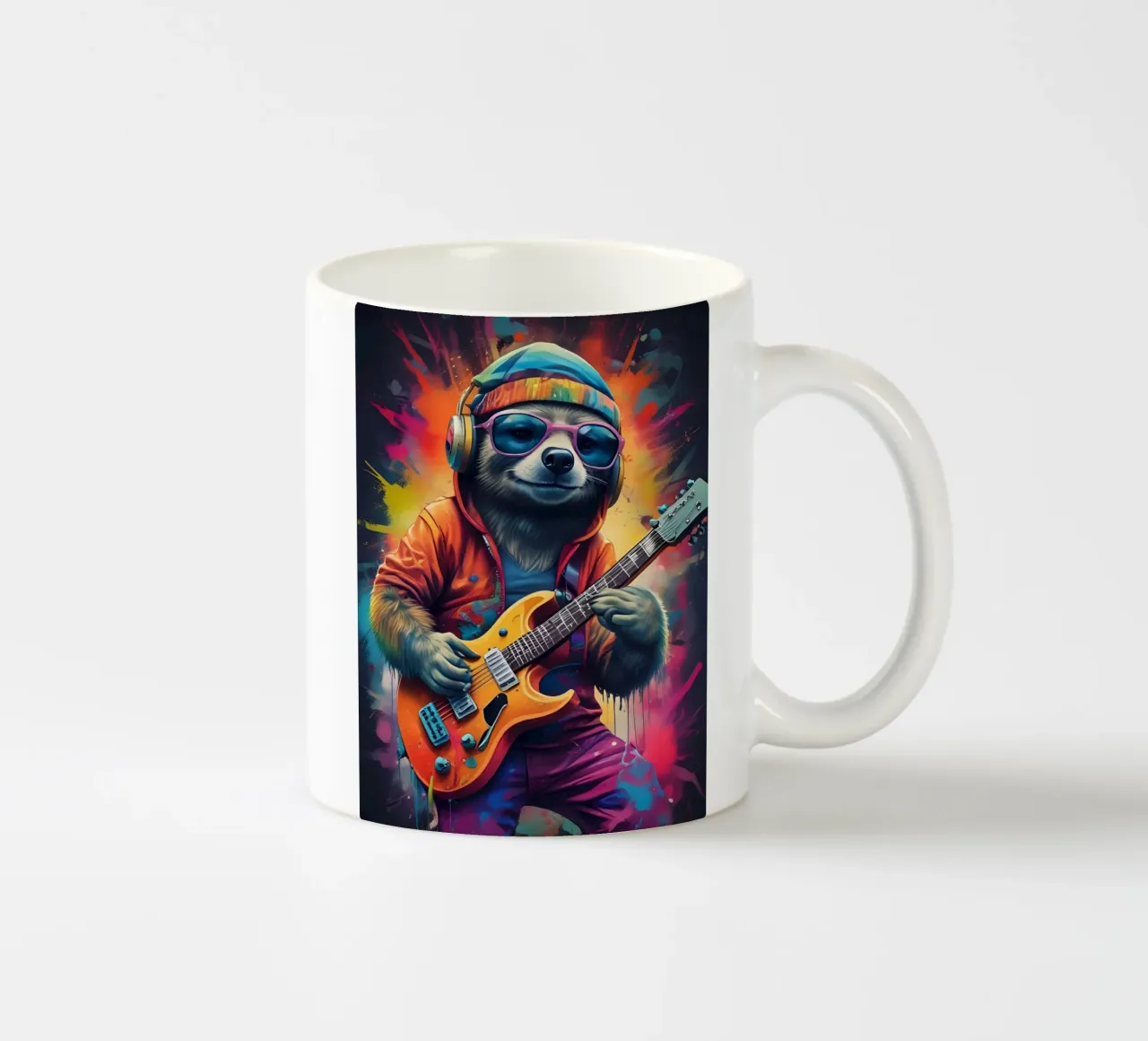 Faultier spielt Gitarre Keramik Tasse von MakArena