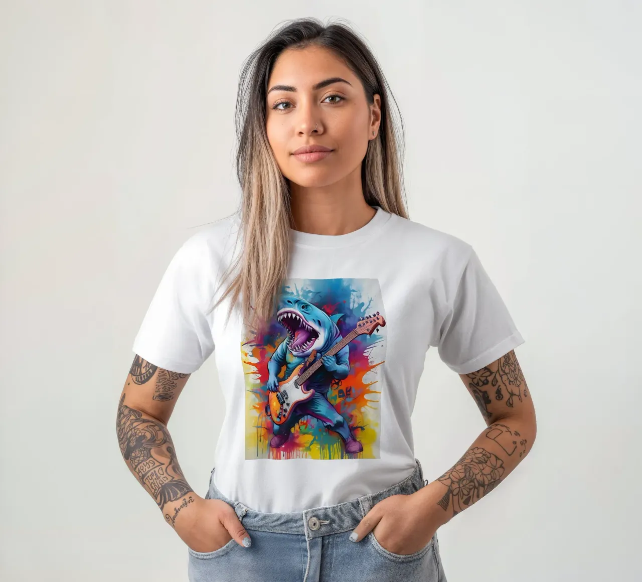 Lo squalo suona la chitarra t-shirt da MakArena