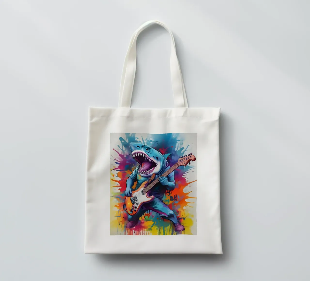 Lo squalo suona la chitarra borsa in juta da MakArena