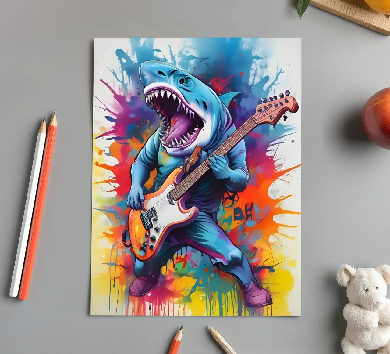 Shark plays the guitar sticker sheet by MakArena