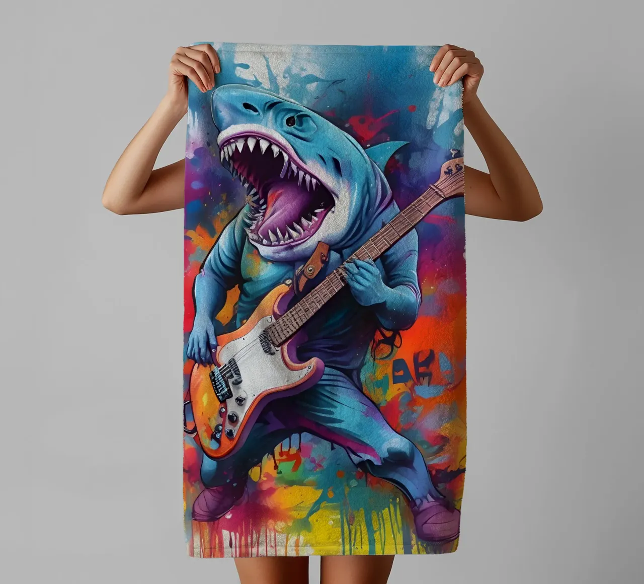 Lo squalo suona la chitarra asciugamano da bagno da MakArena