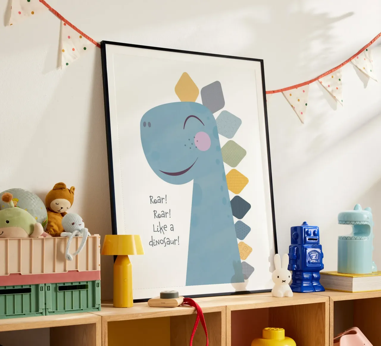 Ruggisci come un dinosauro poster con telaio in alluminio da JaySan Studio