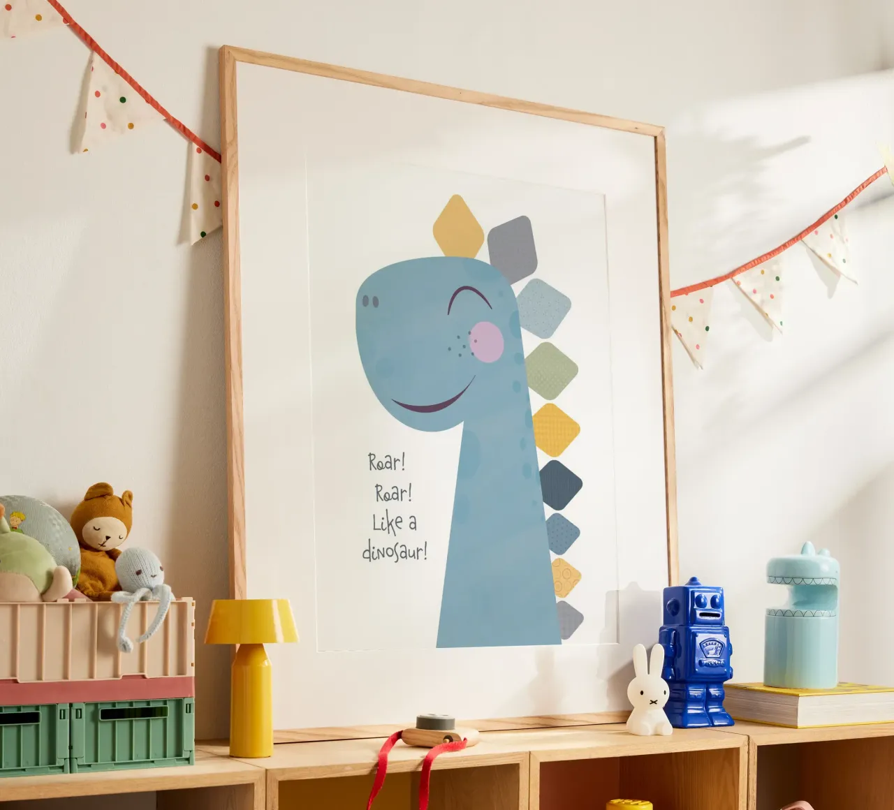 Ruggisci come un dinosauro poster con telaio in alluminio da JaySan Studio