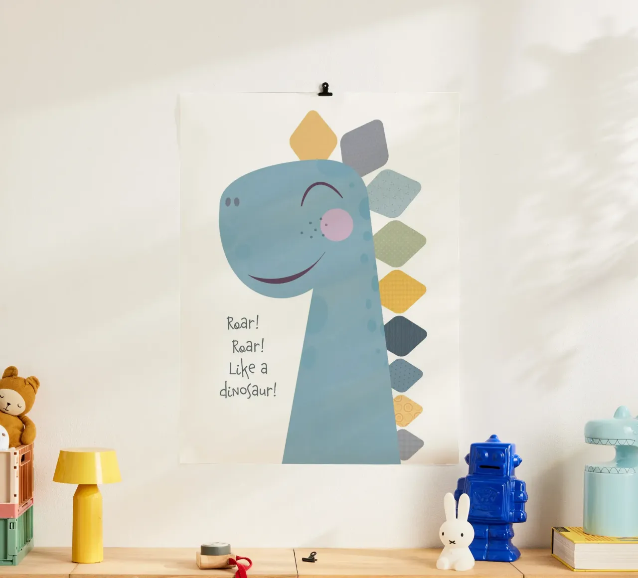 Ruggisci come un dinosauro poster con telaio in alluminio da JaySan Studio
