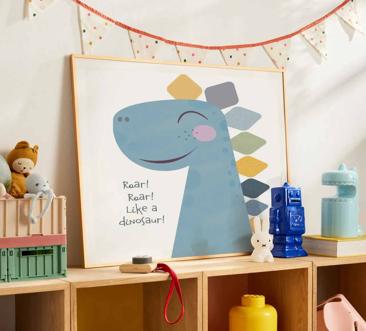 Ruggisci come un dinosauro poster con telaio in alluminio da JaySan Studio