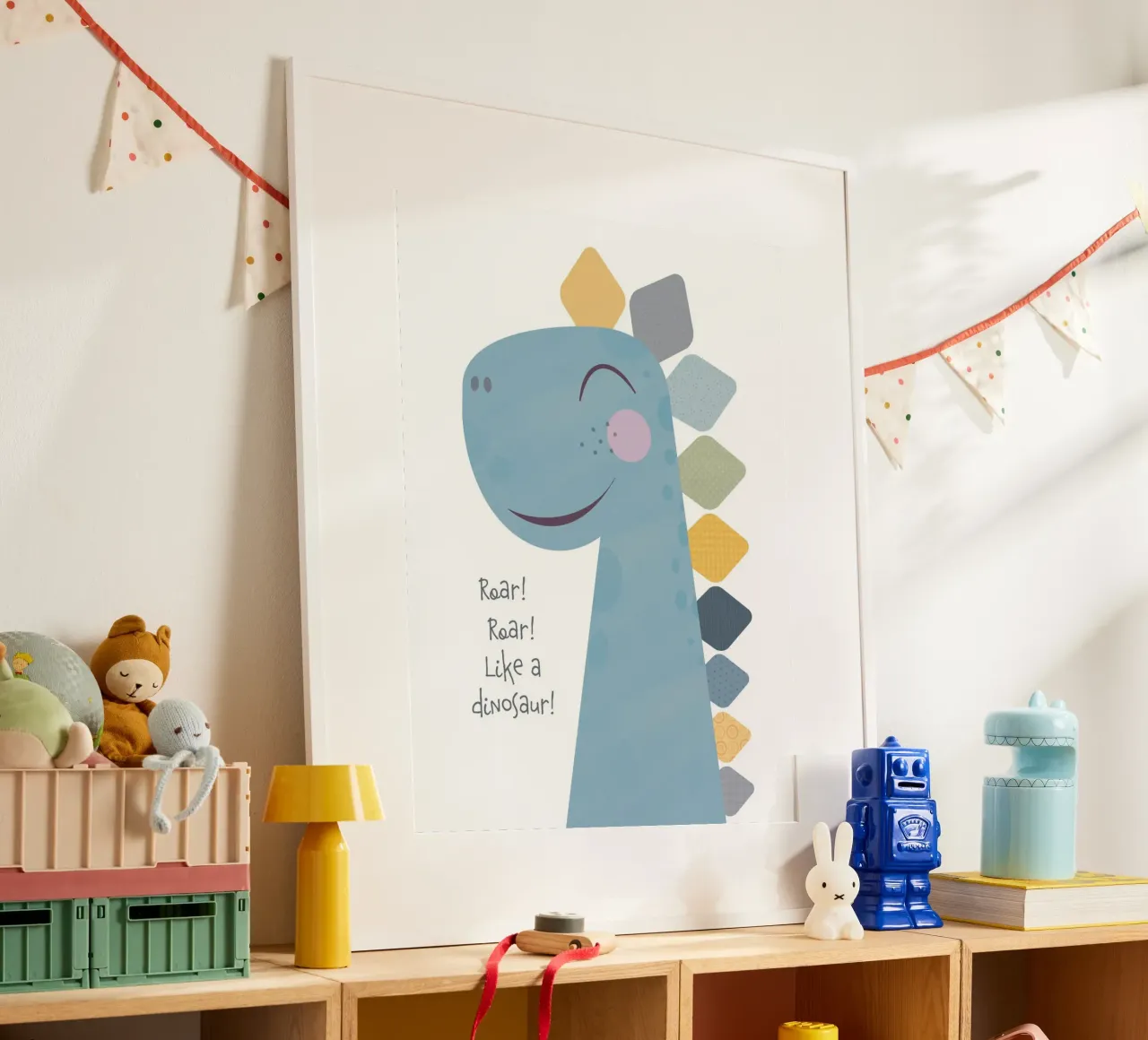 Ruggisci come un dinosauro poster con telaio in alluminio da JaySan Studio