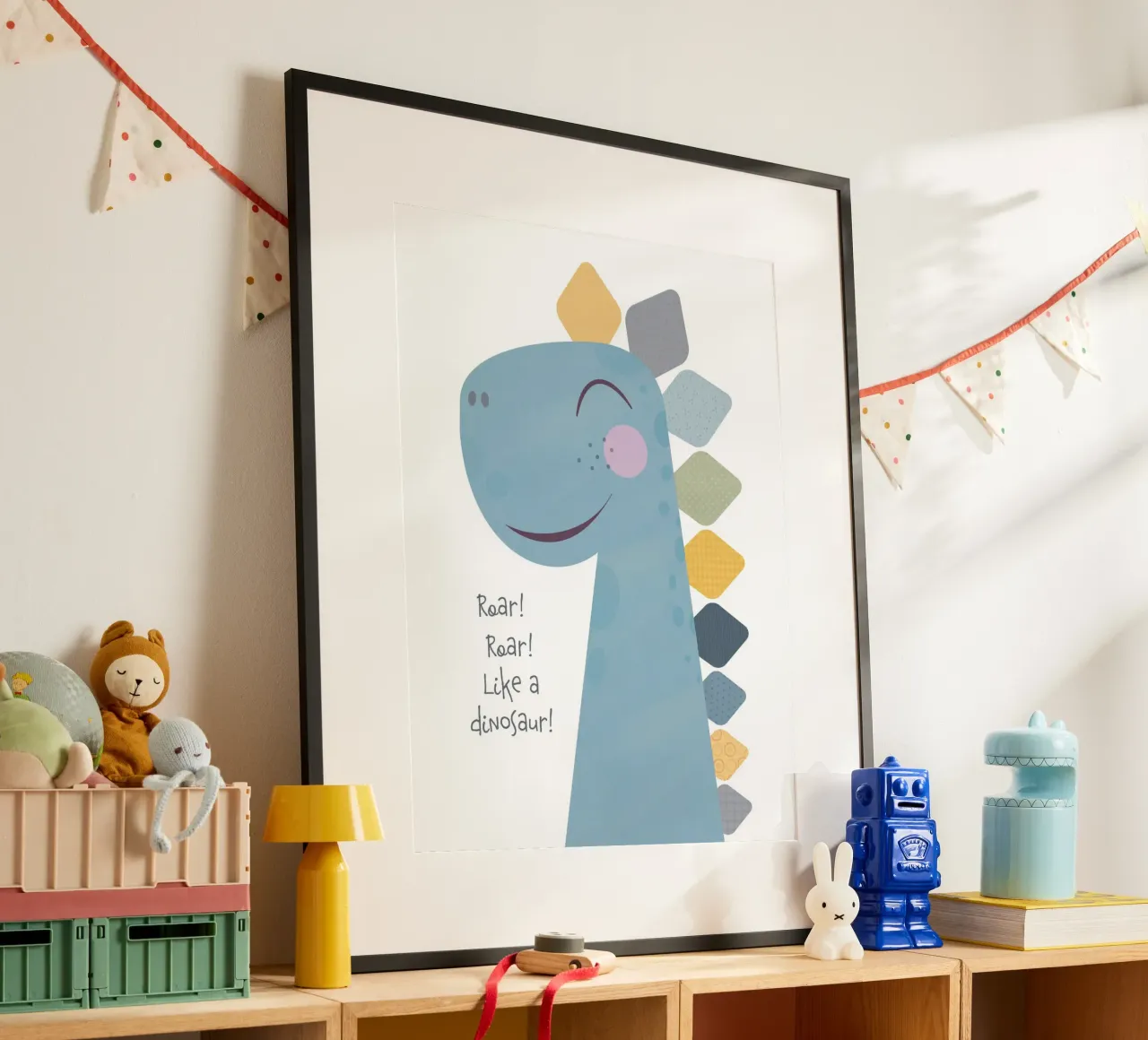 Ruggisci come un dinosauro poster con telaio in alluminio da JaySan Studio
