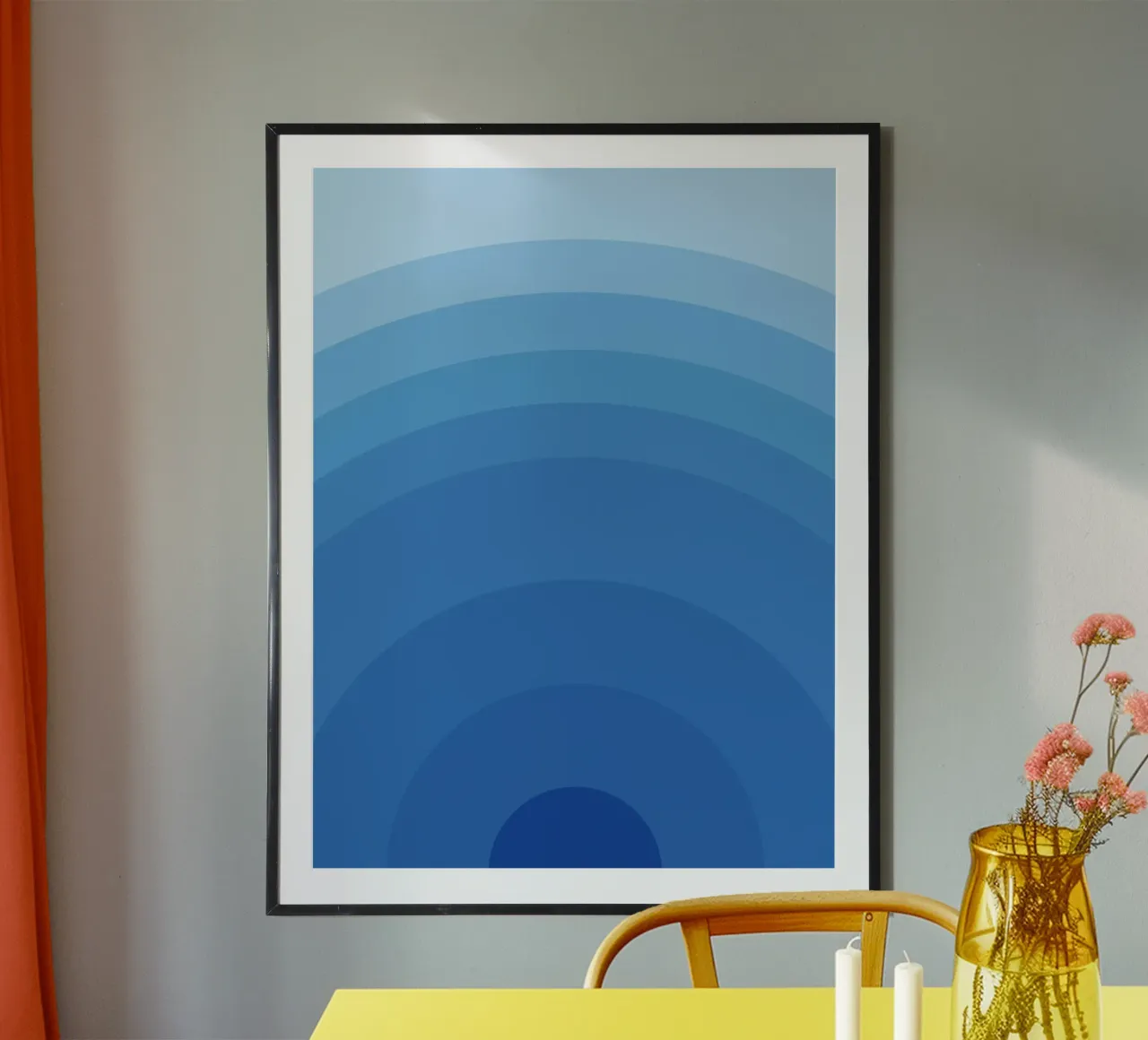 Blue wave harmony poster with aluminum frame by galihstudio