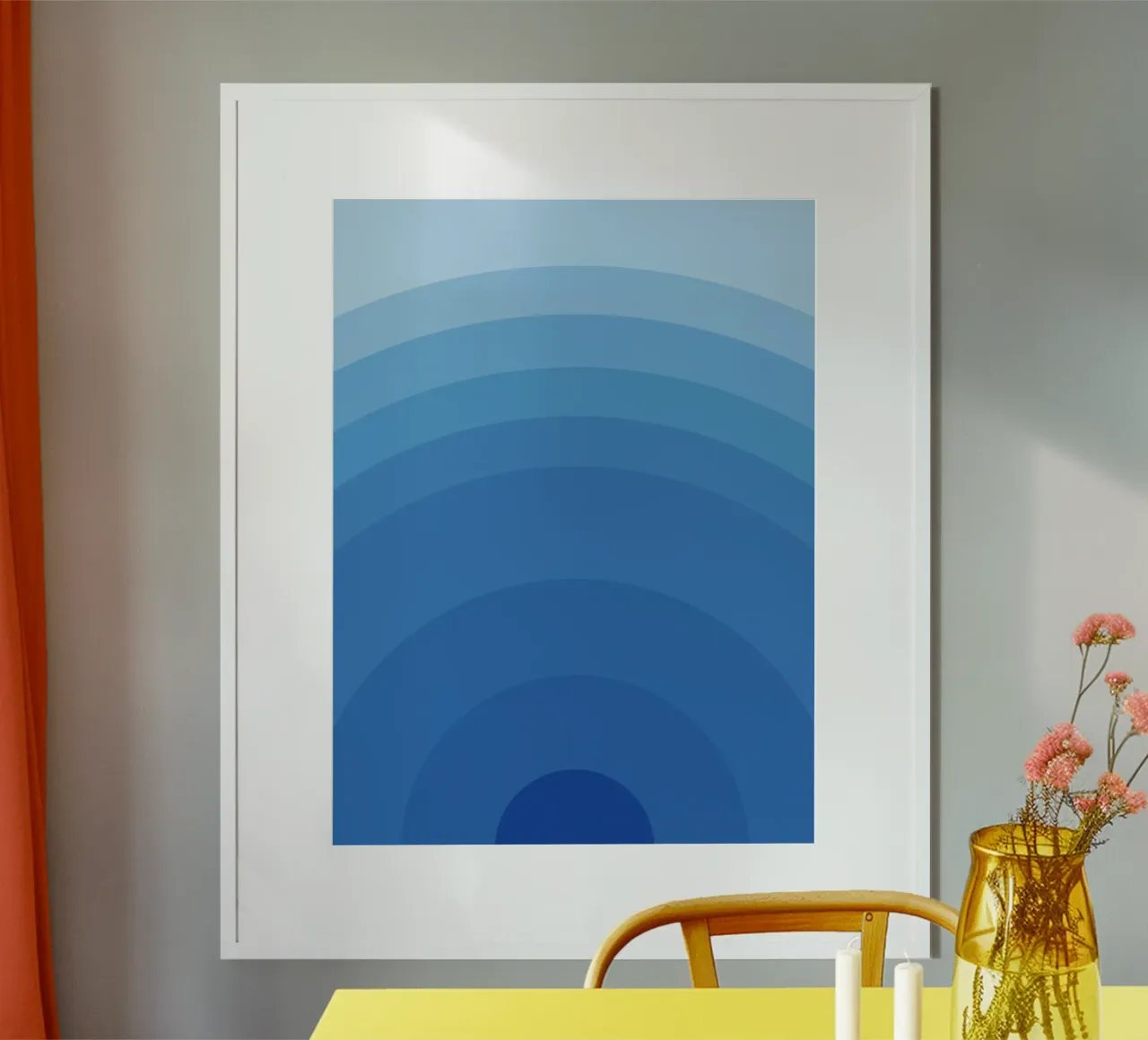 Blue wave harmony poster with aluminum frame by galihstudio