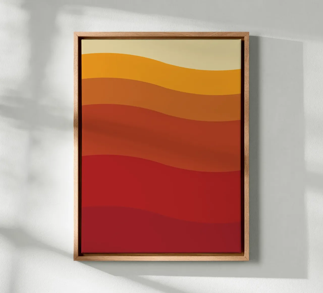 Wave orange sunset canvas with Floater frame by galihstudio