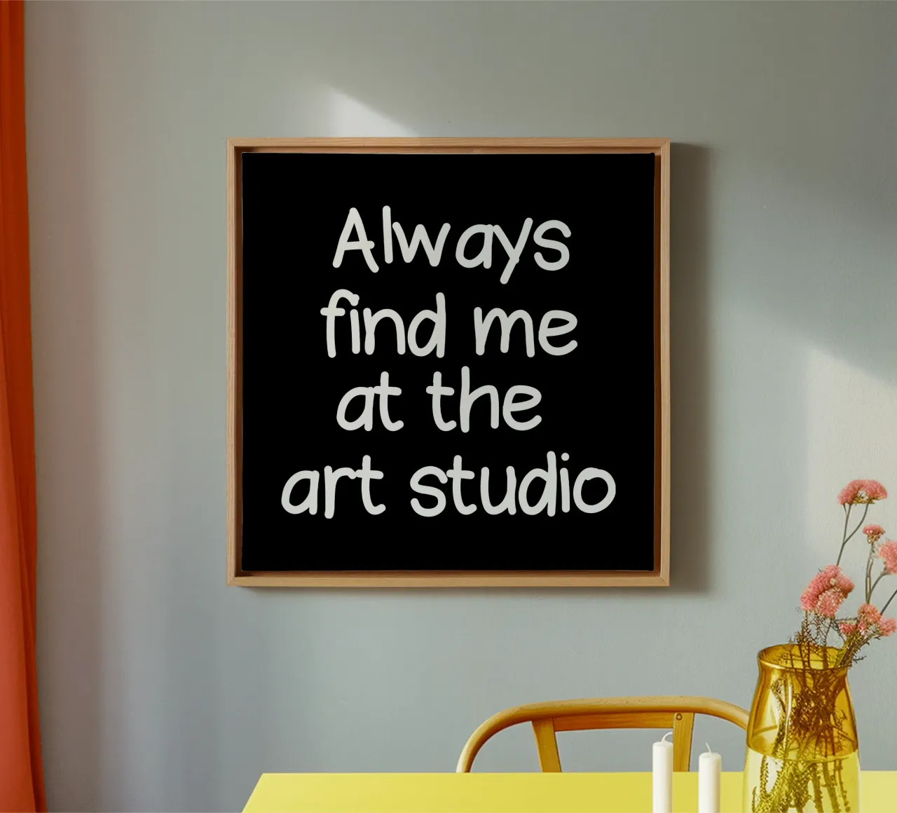 Always find me at the art studio tela con Cornice a cassetta da happieeagle