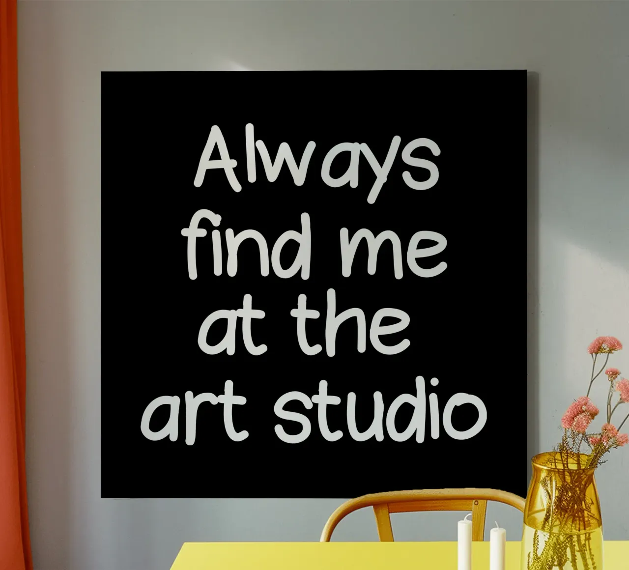 Always find me at the art studio tela con Cornice a cassetta da happieeagle