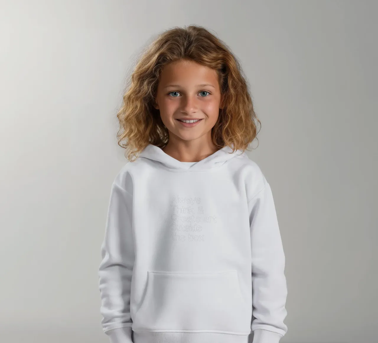 Always think and create art outside the box felpa bambino con cappuccio da happieeagle