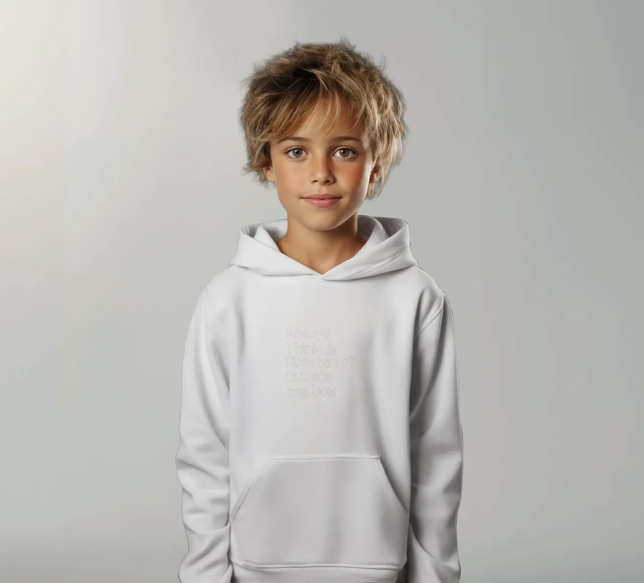 Always think and create art outside the box felpa bambino con cappuccio da happieeagle