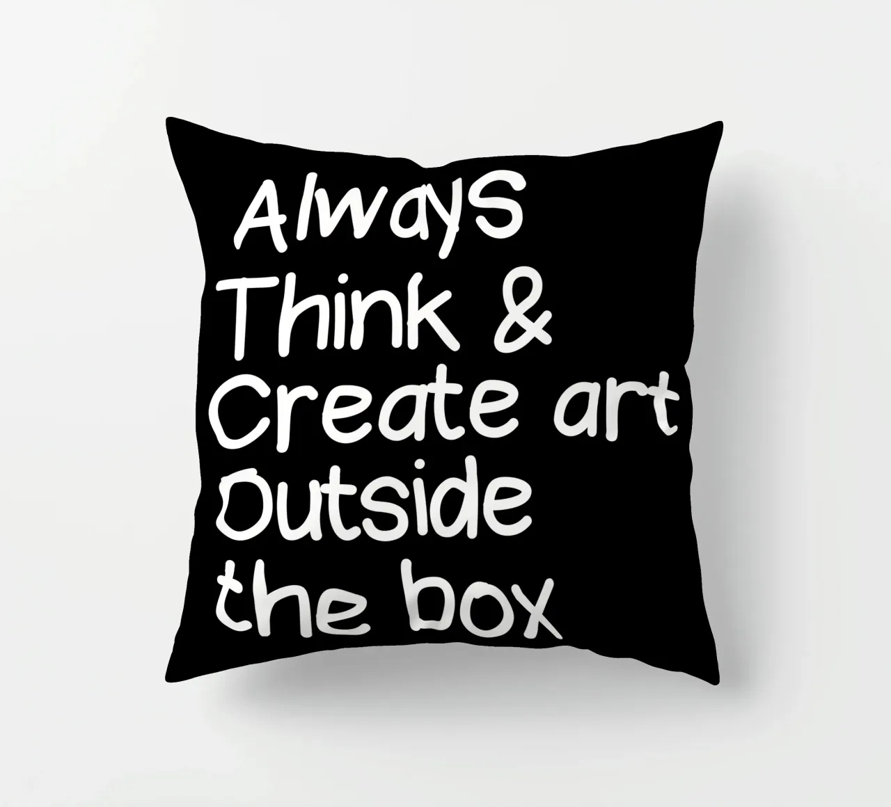 Always  think and create art outside the box cojín de happieeagle
