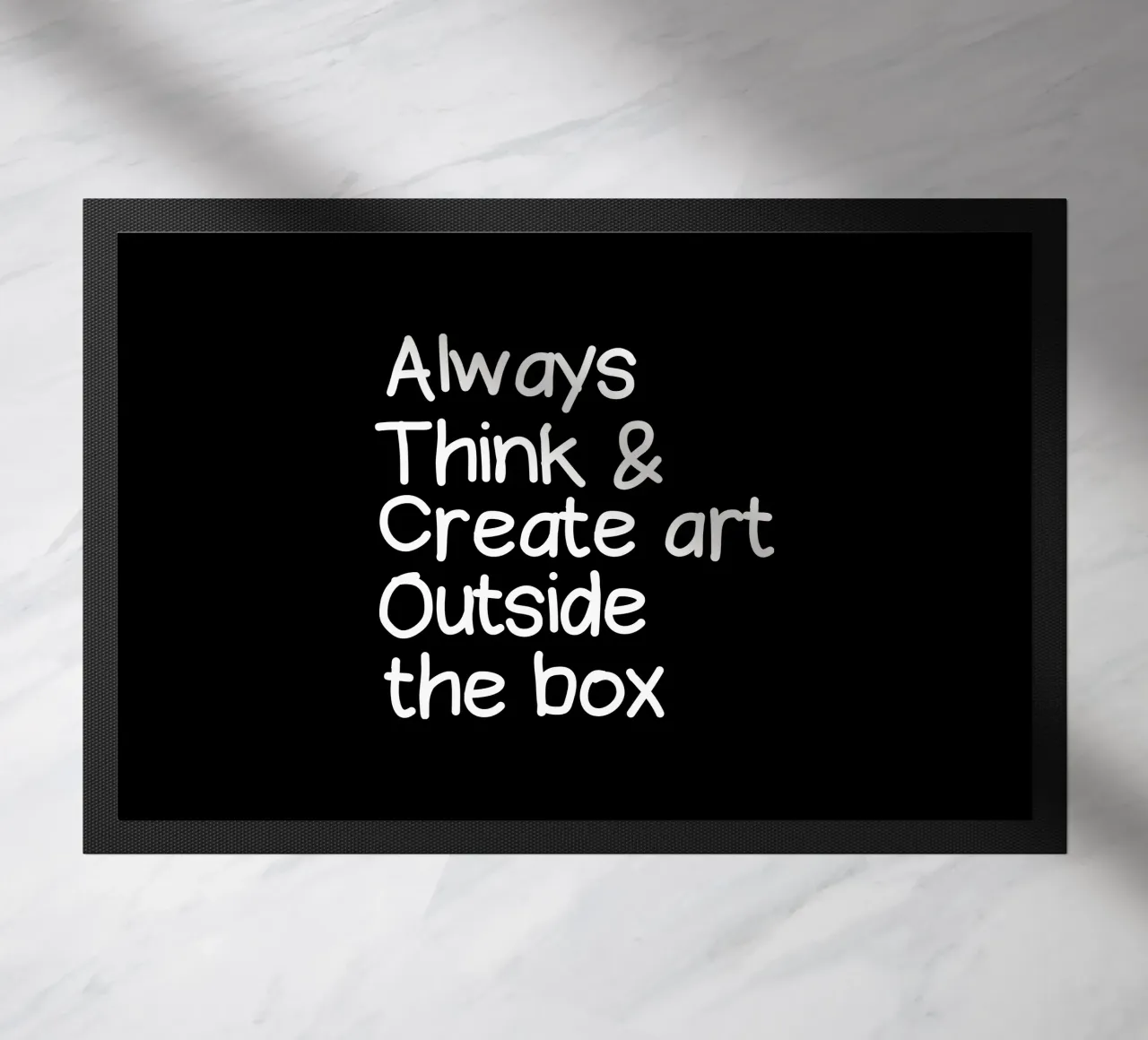 Always  think and create art outside the box deurmat van happieeagle