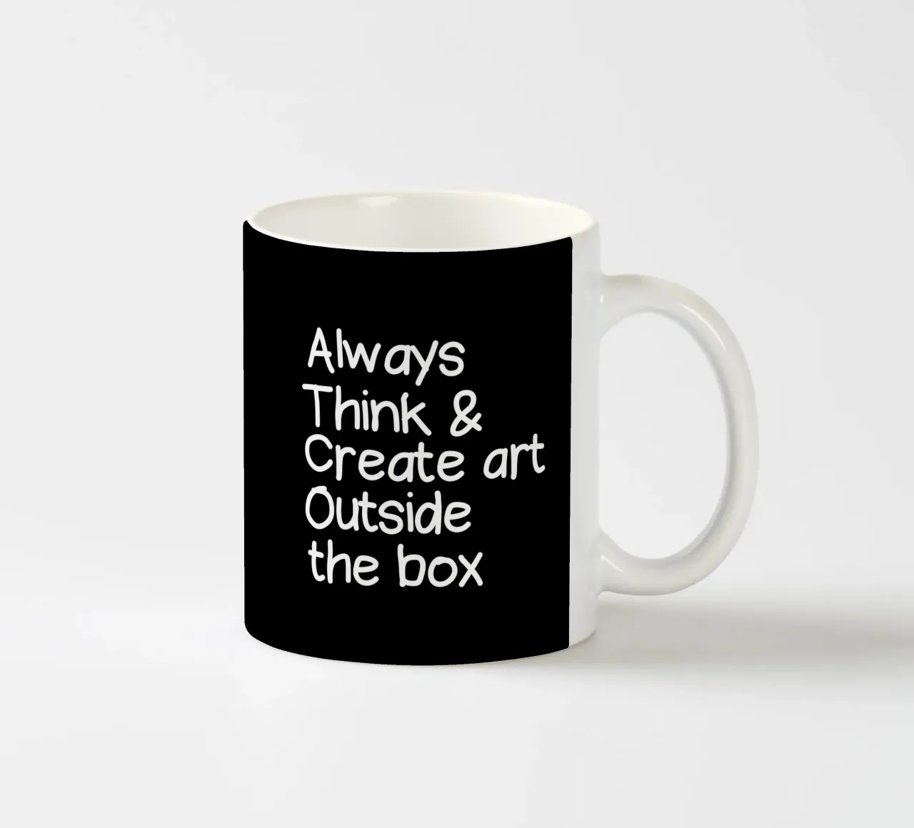 Always  think and create art outside the box ceramic mug by happieeagle