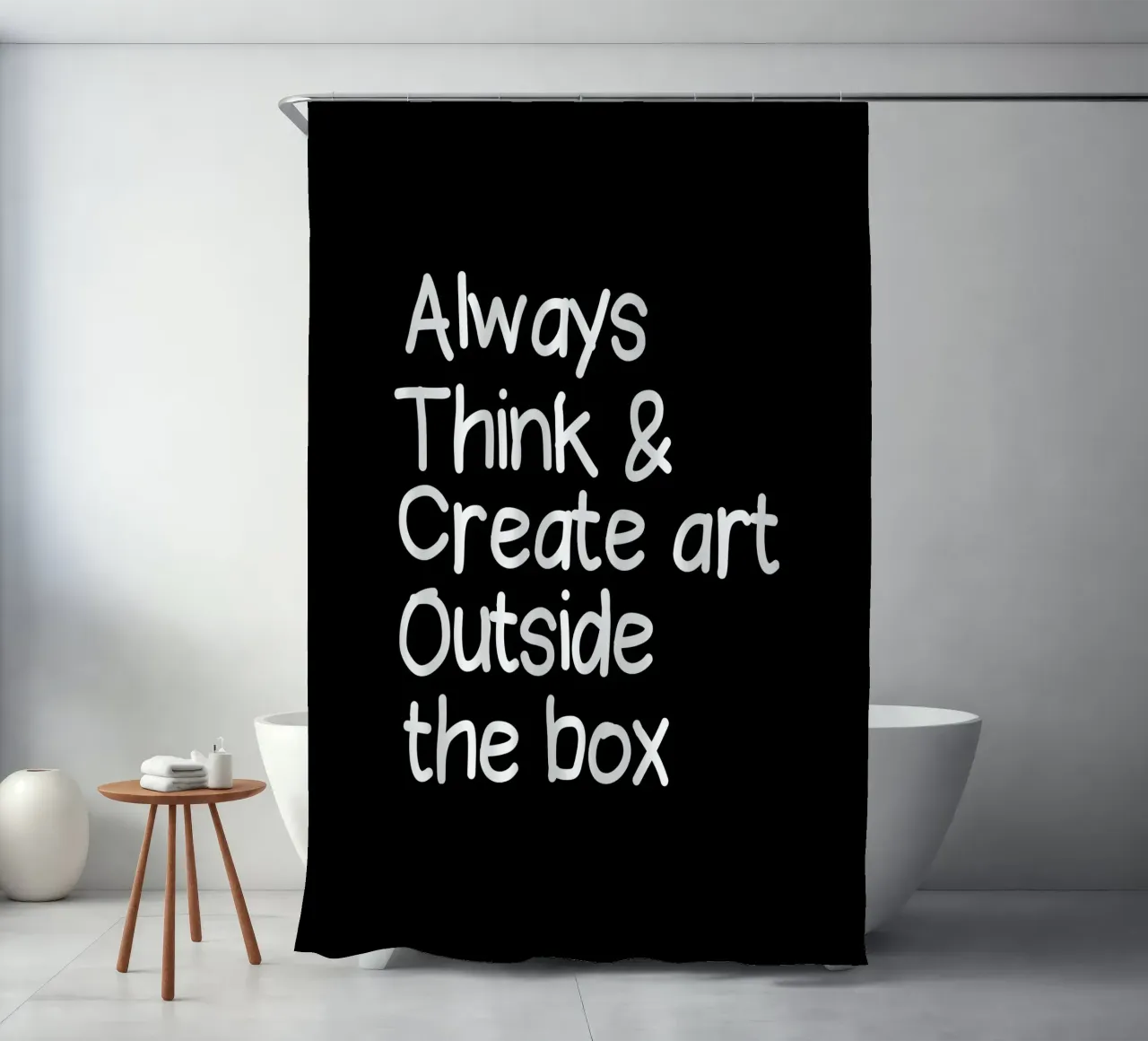 Always  think and create art outside the box Duschvorhang von happieeagle
