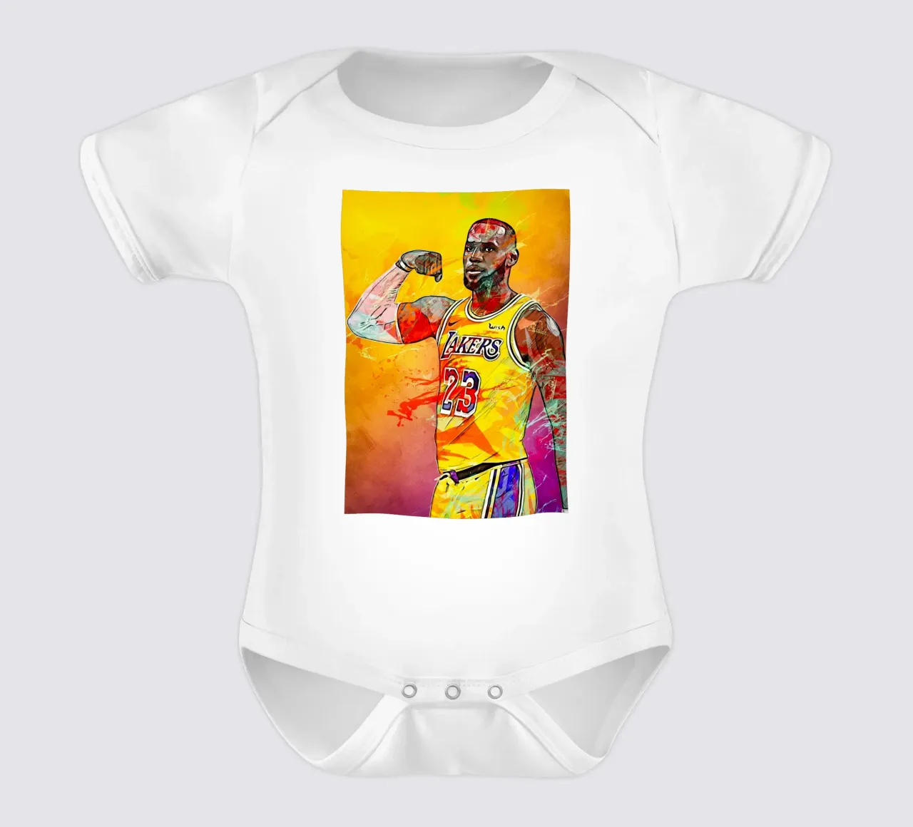 Lebron James LA Lakers short-sleeve baby romper by tenten