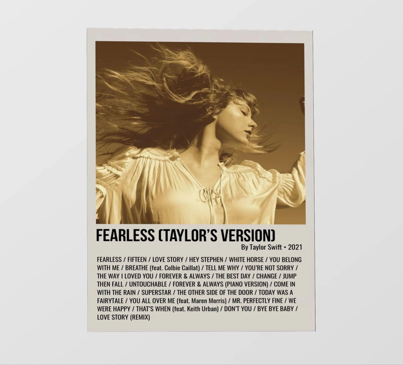 FEARLESS (TAYLOR'S VERSION) By Taylor Swift 2021 pellicola backlit da SoundStudio