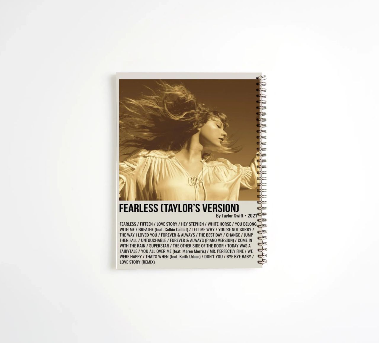 FEARLESS (TAYLOR'S VERSION) By Taylor Swift 2021 diario ad anelli da SoundStudio
