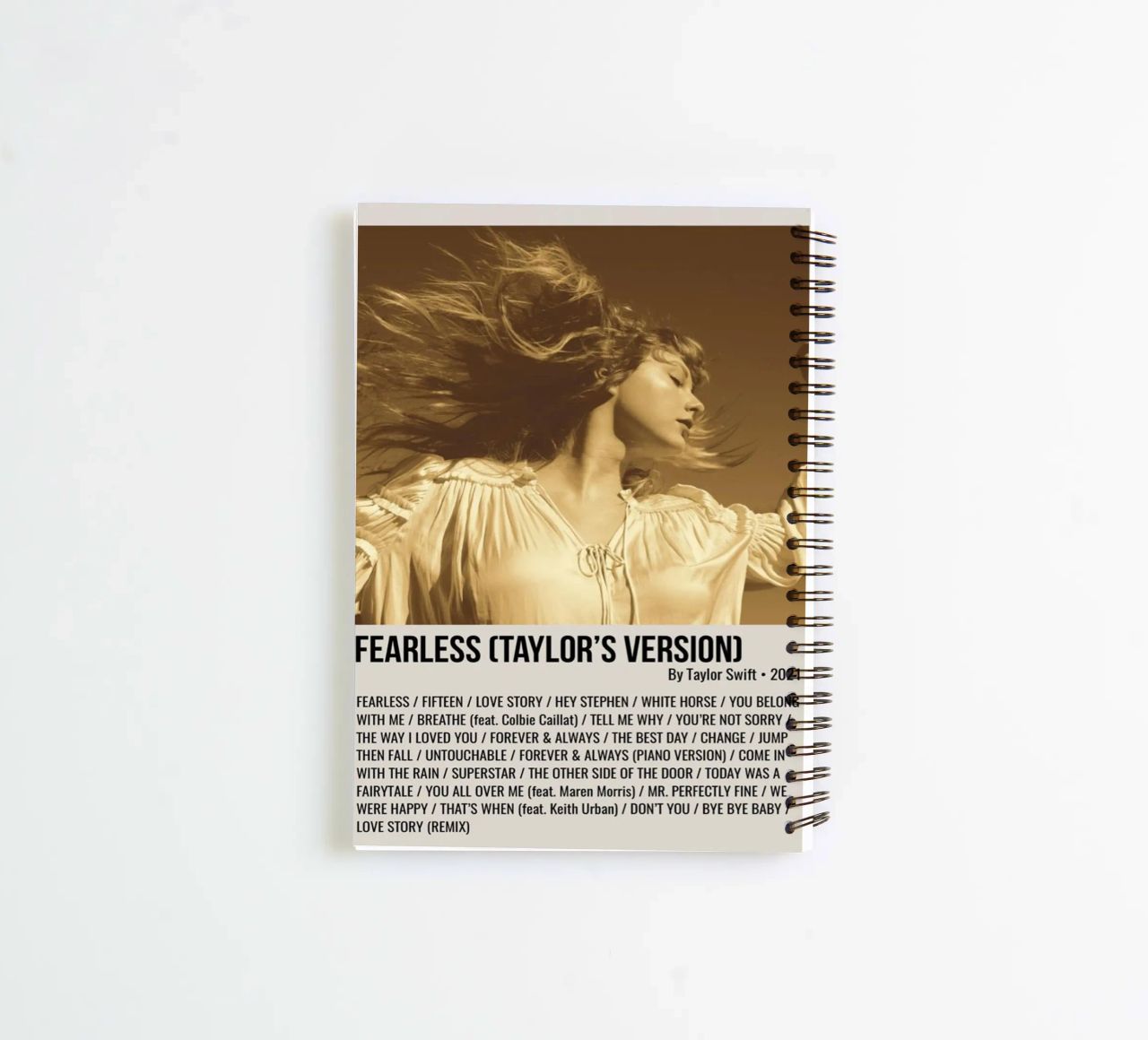 FEARLESS (TAYLOR'S VERSION) By Taylor Swift 2021 diario ad anelli da SoundStudio