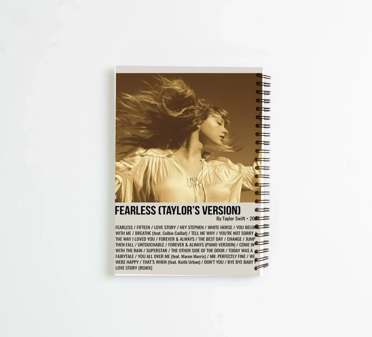 FEARLESS (TAYLOR'S VERSION) By Taylor Swift 2021 carnet à spirale de SoundStudio