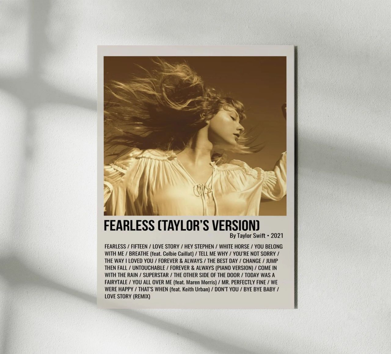 FEARLESS (TAYLOR'S VERSION) By Taylor Swift 2021 alluminio dibond da SoundStudio