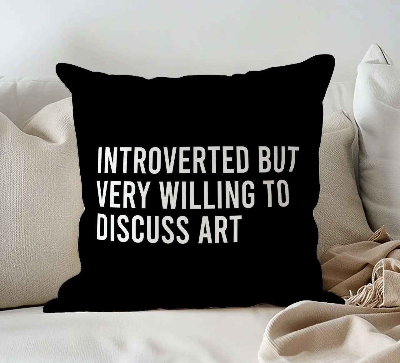 Introverted but very willing to discuss art coussin de happieeagle
