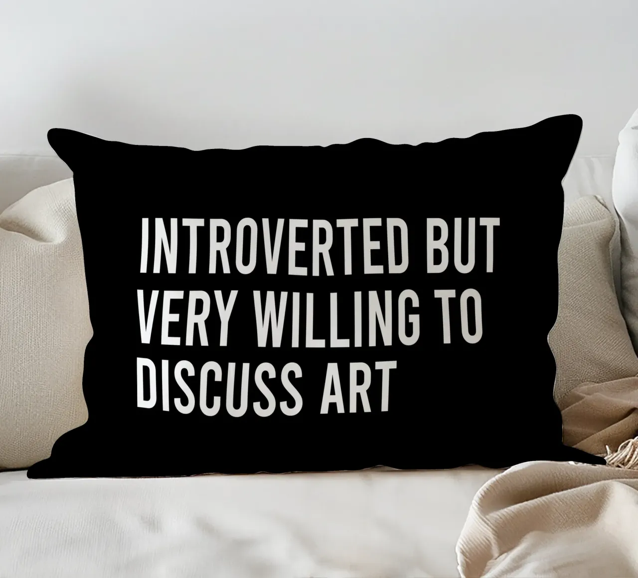 Introverted but very willing to discuss art decorative cushion by happieeagle
