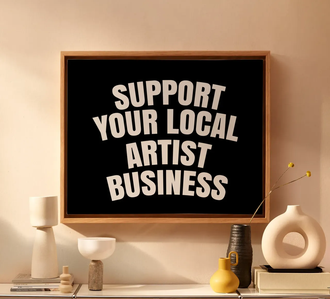Support your local artist business tela con Cornice a cassetta da happieeagle
